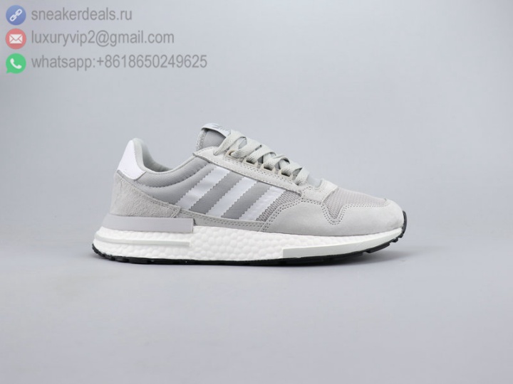 ADIDAS BOOST ZX500 GREY LEATHER UNISEX RUNNING SHOES